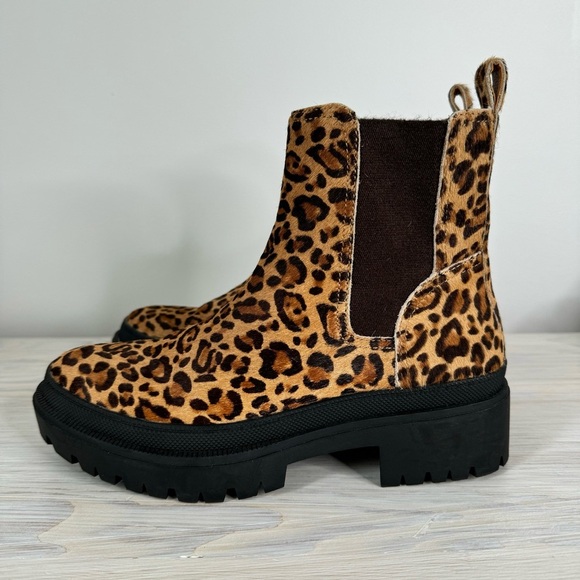 Lucky Brand Shoes - NEW Lucky Brand Leopard Print Calf Hair Chunky Lug Sole Chelsea Boots